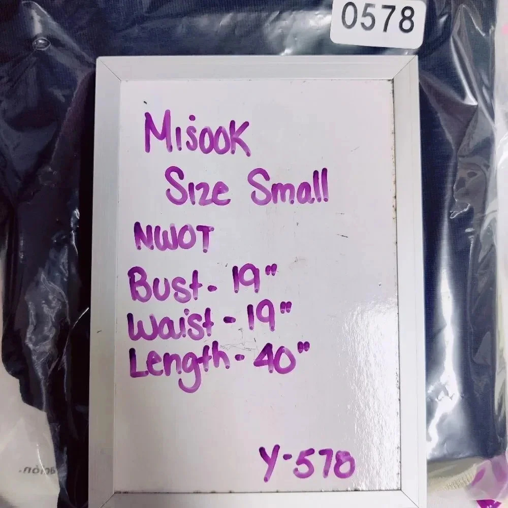 Misook luxury knit black sheath dress with gold neckline accents size small - Picture 10 of 12